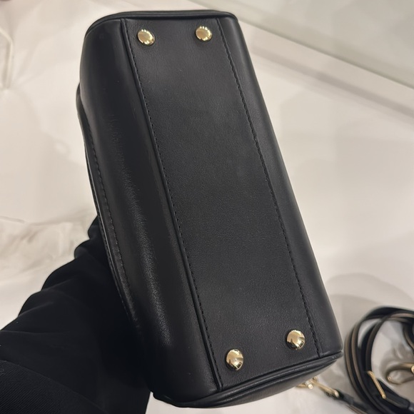 Black Saffiano Leather Palazzo Empire Handle Bag w/ Strap - Picture 3 of 5